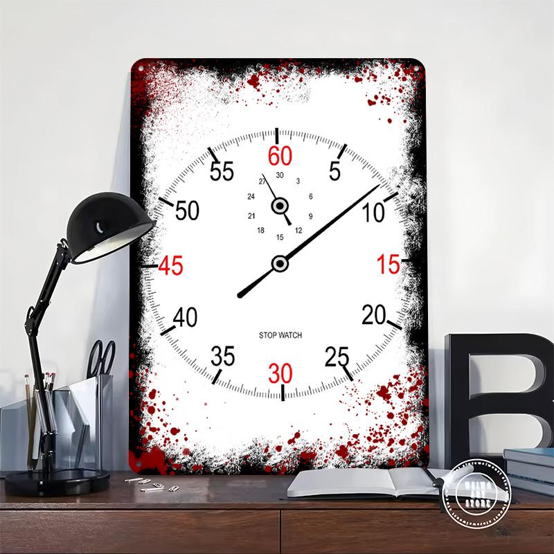 Stop Watch Face Printed Poster Customized Wall Art Retro Vintage Metal Tin Signs for Home Living Room Decoration Gaming House