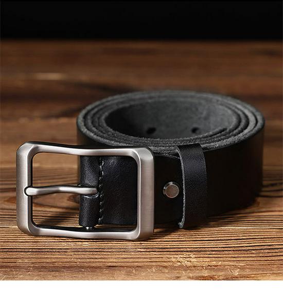 Men's Genuine Cowhide Leather Belt, Pin Buckle, Versatile and Retro Style for Casual Jeans