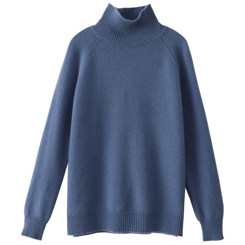 Wool-Blend Women's High Collar Raglan Sweater - 2024 Autumn/Winter Collection