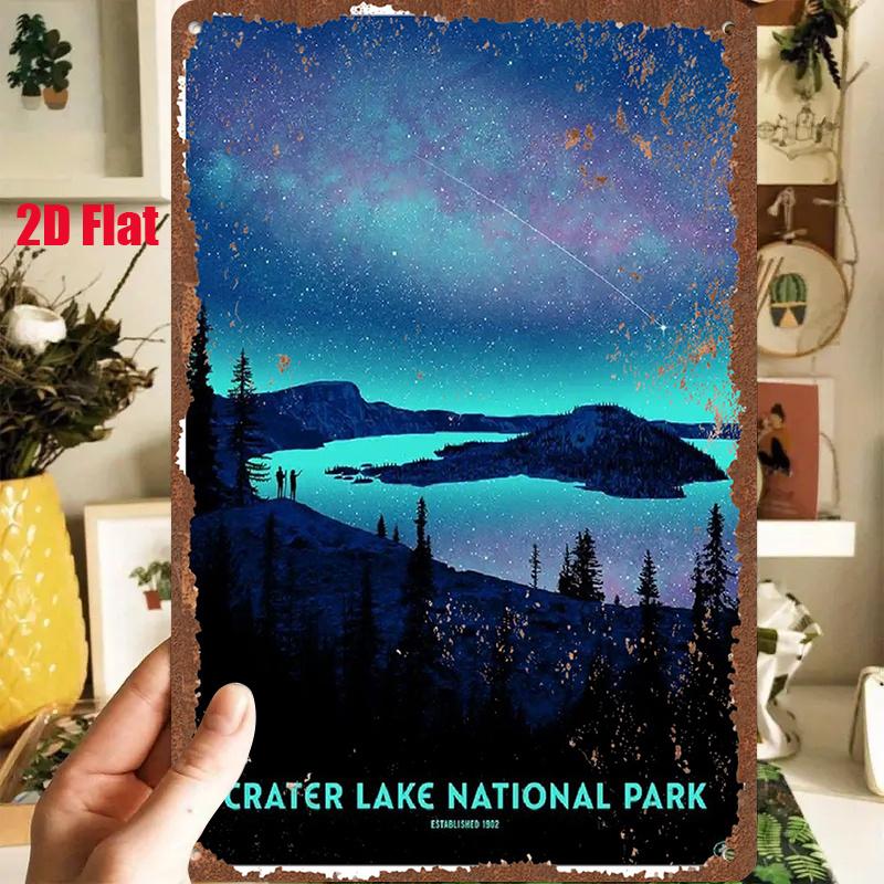 D Flat Pc DFlat Metal Sign Crater Lake National Park Retro Tin Painting X InchesX Cm Starry Night Sky Charming