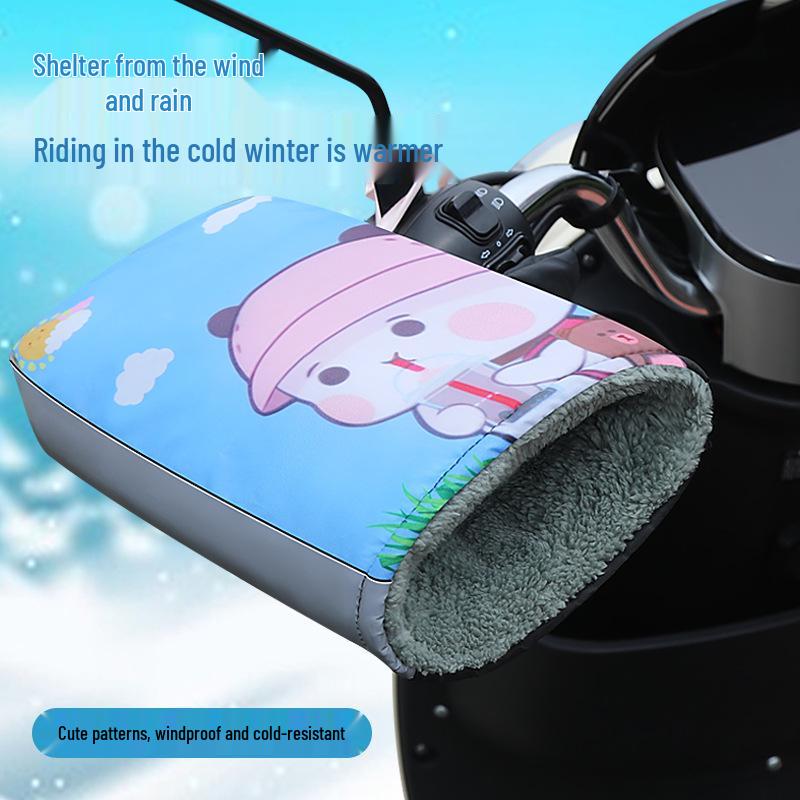 Widened Waterproof Winter Motorcycle Gloves with Fleece Lining, Windproof Handlebar Covers, Universal Fit for Electric Scooters
