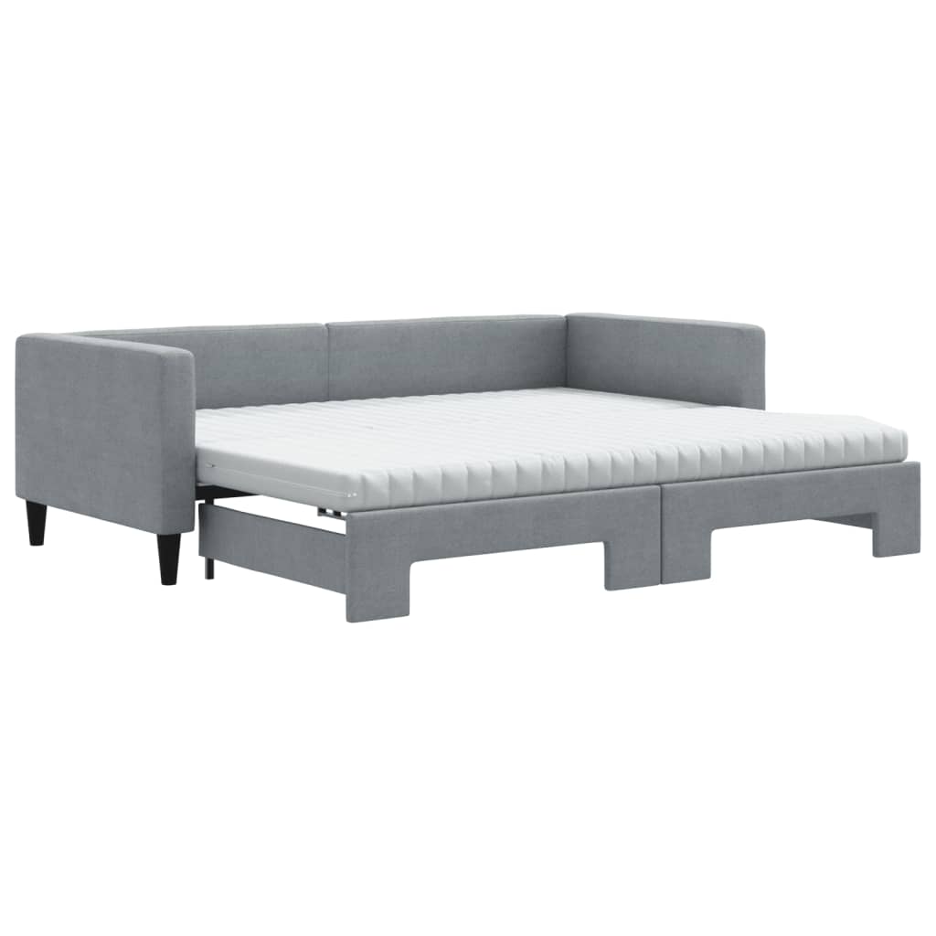 Vidaxl Sofa Rozsuwana Z Materacami, Jasnoszara, 90X190 Cm, Tkanina
