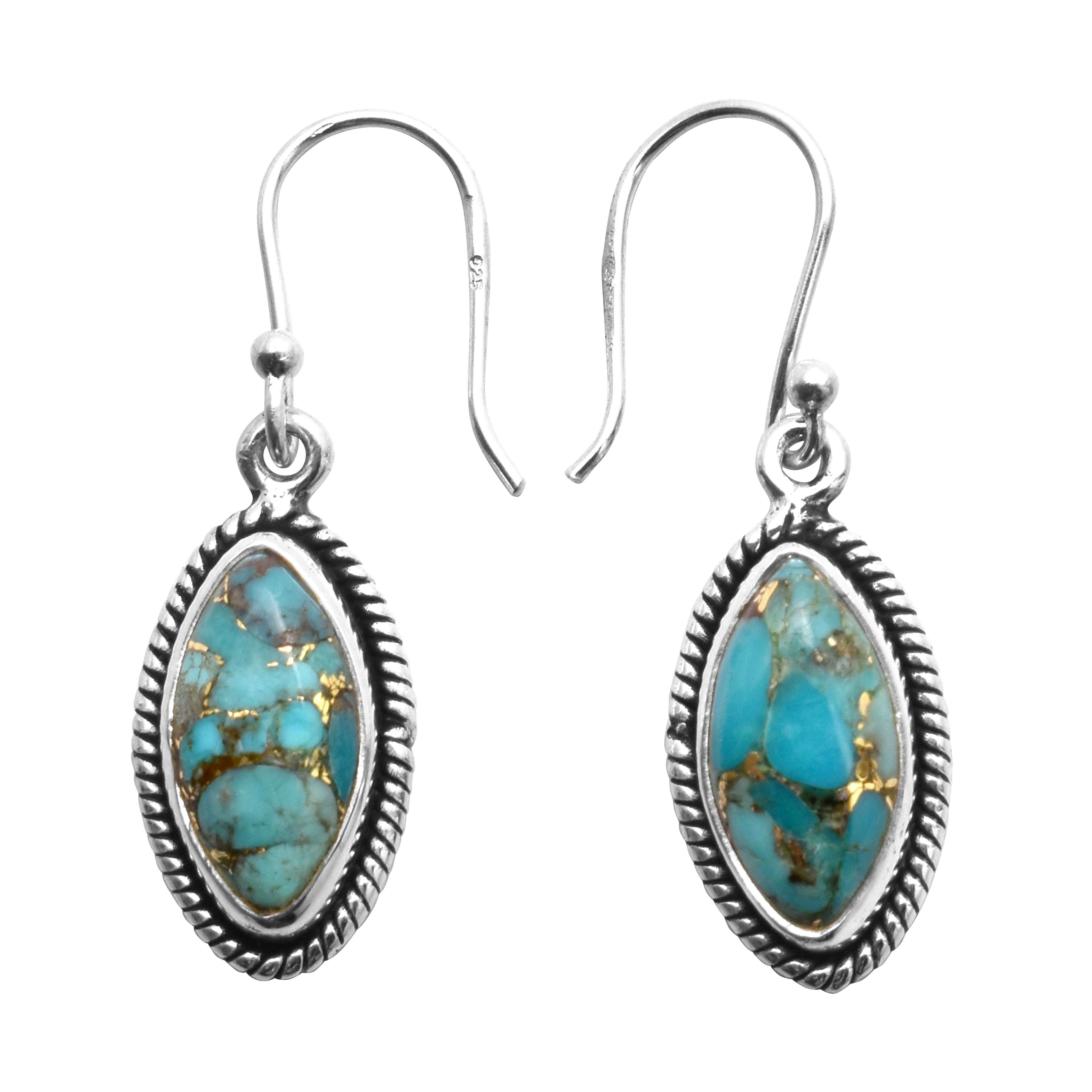 

Turquoise Gemstone Earrings Solid 925 Sterling Silver Handmade Earrings Jewelry Gift For Women And Girls E-3524