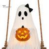 Holiday Home Atmosphere Enhancers Halloween Lighted Ghost Swing with Glowing Pumpkin, Hanging Spooky Decor Decorative Props for Festivals Porch Yard,