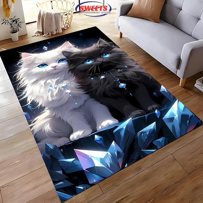 3D Cat Carpet New Release! Anti-slip Sound Insulation,Rug for Living Room Bedroom, Bedside and Office Areas,Durable Washable Mat