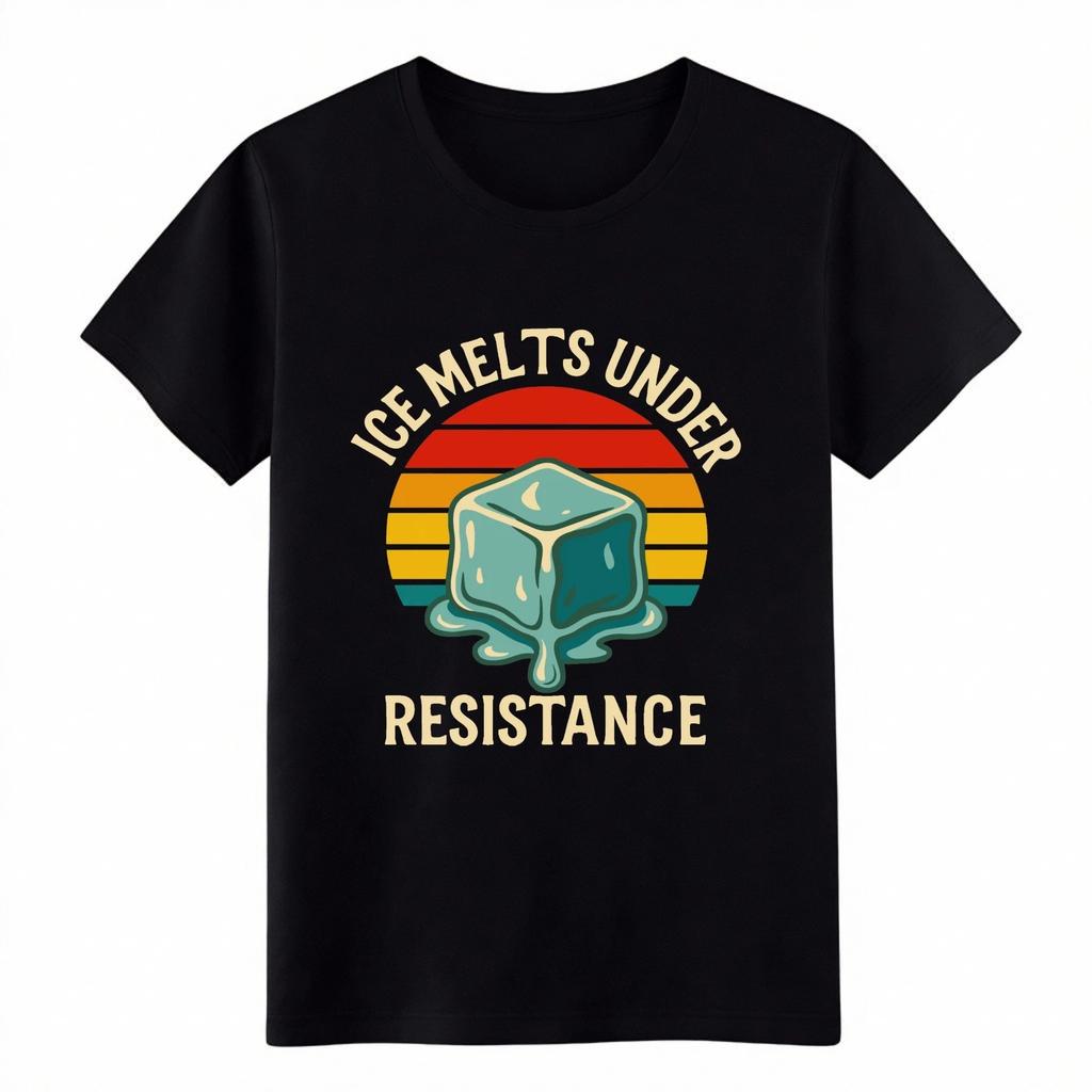 Ice Melts Under Resistance Graphic T-Shirt Unisex Retro Vintage Casual Tee