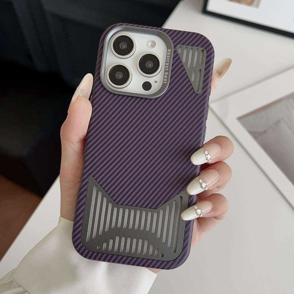 For iPhone 16 Pro Case Compatible with MagSafe Aluminium Alloy Heat Dissipation Leather Phone Back Cover