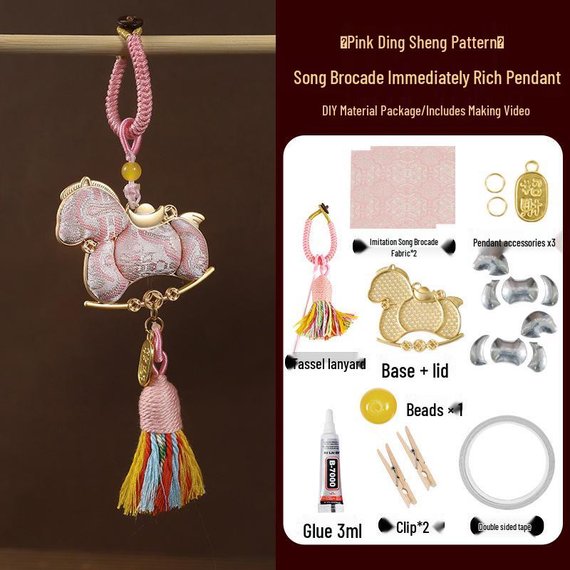Handmade Year of the Horse Brocade Keychain Ornament