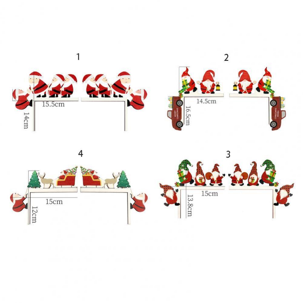 1 Pair Wooden Craft Christmas Door Frame Decorative Faceless Old Man Pendant  Window