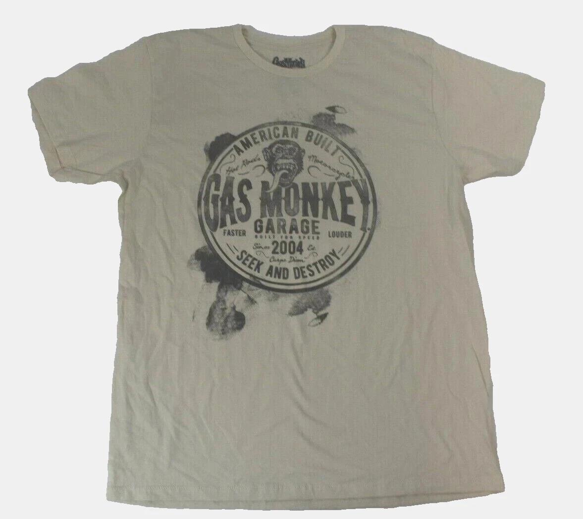 Gas Monkey Garage Mens American Built Seek & Destroy Beige Shirt New XL 2XL