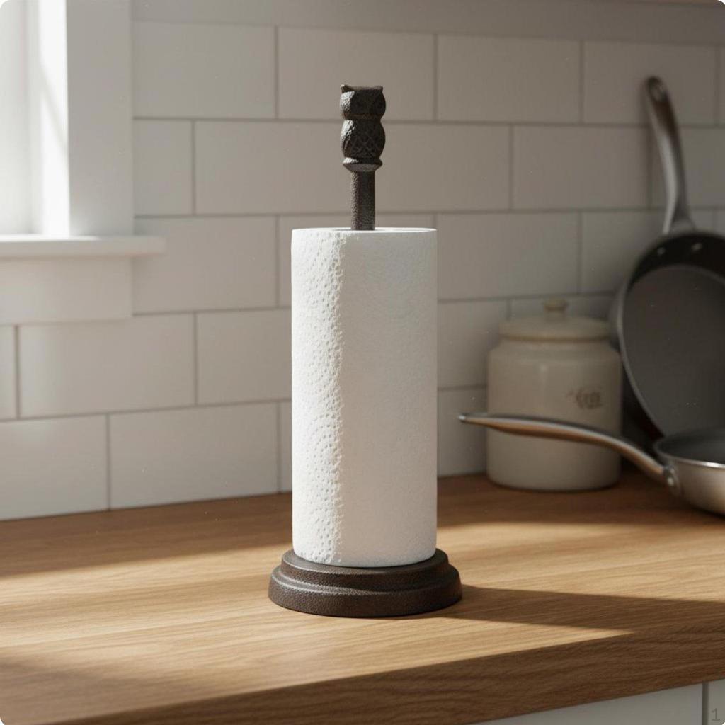 Paper Towel Holder Creative Design Cast Iron Stand Retro Roll for Countertop,