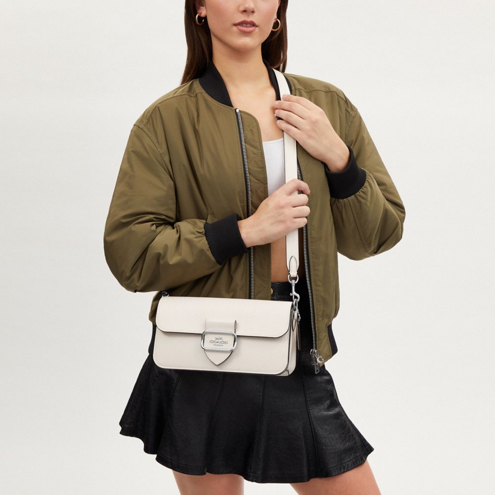 Coach Morgan 26 Quilted Flap Leather Crossbody Shoulder Bag Medium Women Bags Beige CO942-SVHA