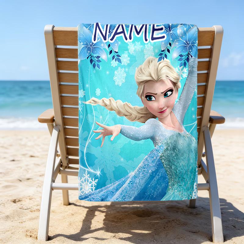1pc Frozen8 Beach Towel with Custom Name, Beach/Swimming/Bath/Picnic/Camping Towel, Suitable for Seaside Beaches