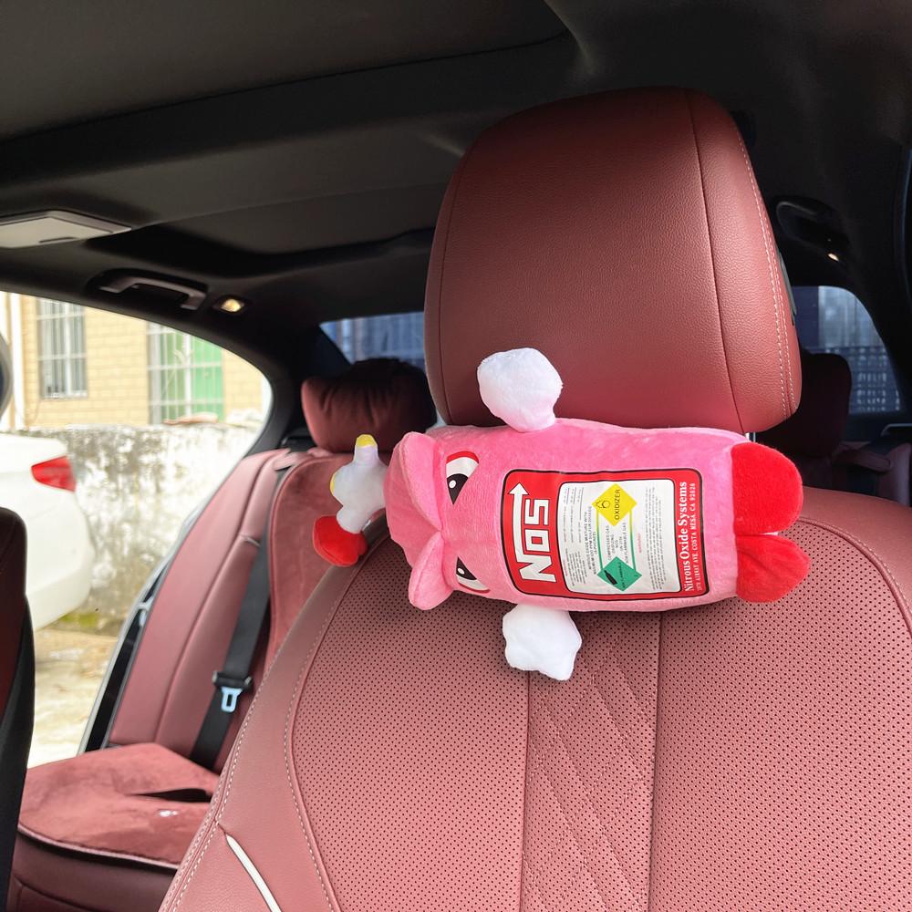 Kawaii Car Neck Plush Pillow Auto Headrest NOS Bottle Pillow Plush Car Decor Headrest Cushion Plush Pillows Gifts For Friends