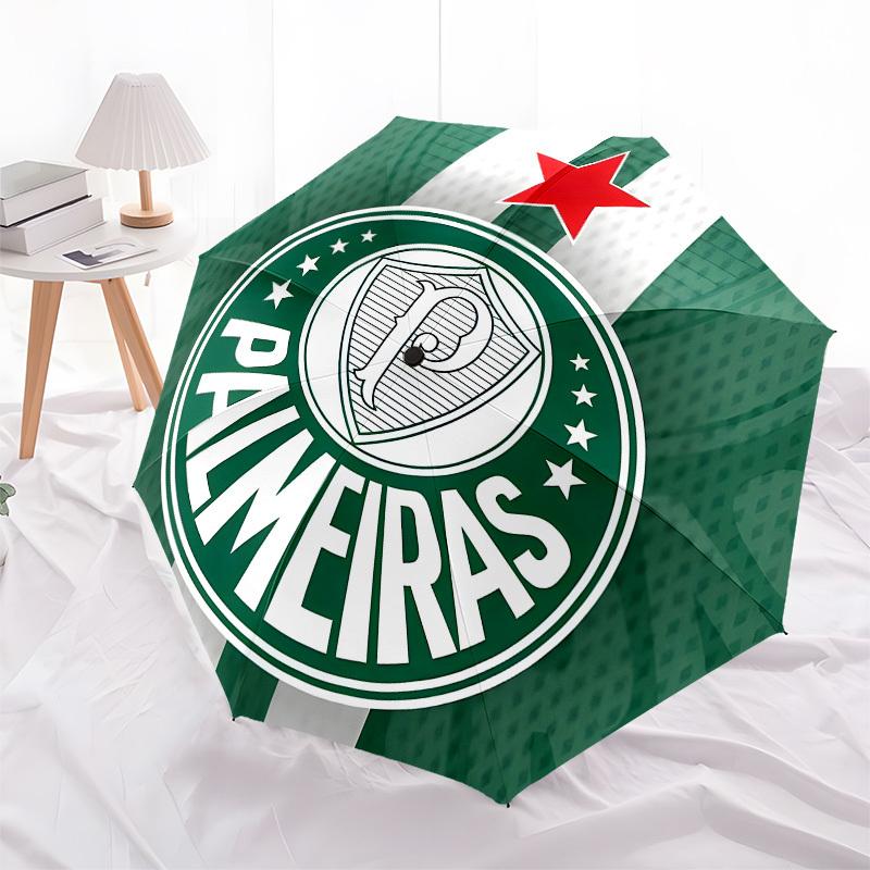 Palmeiras, Badge Automatic Opening and Closing, 8 rib Structure Portable Umbrella, Suitable for Men and Women in All Seasons  Perfect Gift f