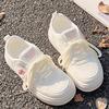 Summer Mesh Breathable Little White Shoes Women's 2025 New Bow with Skirt Shoes Campus Style Sports Board Shoes