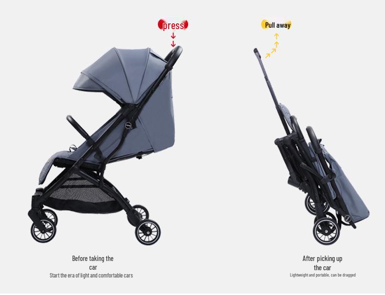 He Bao Baby Stroller: Reinforced Two-Way, One-Key Folding, High-Landscape Pram