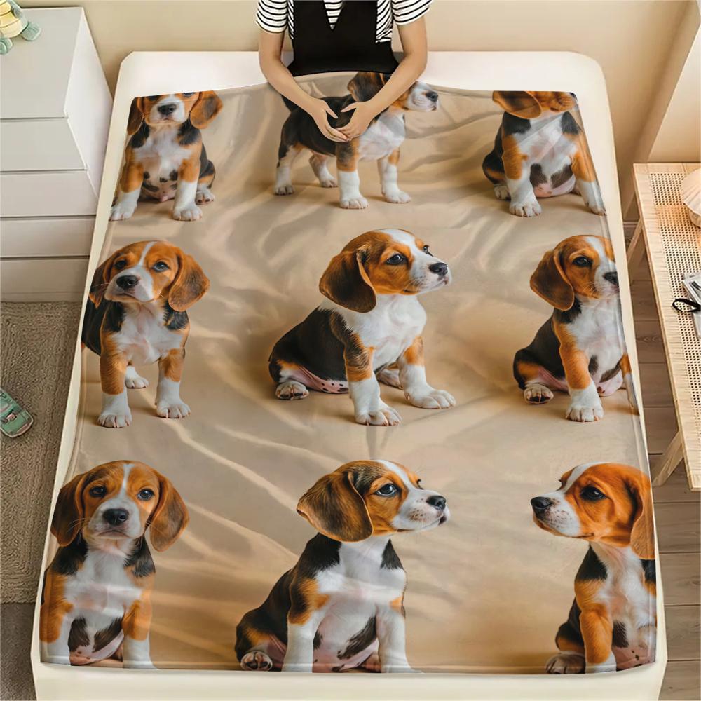 Cute puppy and kitten ID photoPrint Flannel Blanket,High quality Comfortable for All Seasons,Home Decor,Warmth and Comfort,Perfect for Christmas Gifts