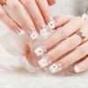 Set of 24 White French Floral Press-On False Nails for Photo Studio and Bridal Looks