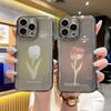 White Baihe Pink Rose Pattern Phone Case for Iphone 17 16 15 14 13 12 11 17 Pro Max Mini 16E 7 8 Plus Vintage Floral Soft Cover