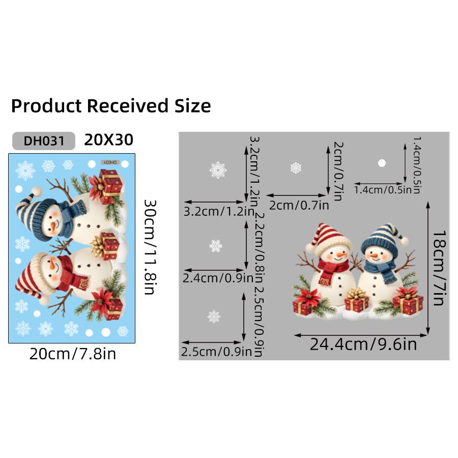 Christmas Snowflake Elk Snowman Glass Sticker Noel Ornaments Xmas Wall Stickers Merry Christma Decor Happy New Year Sticker