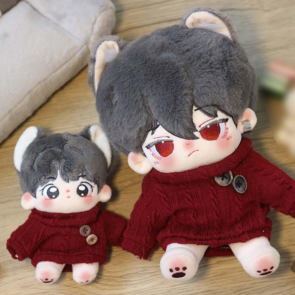 niannyyhouse 10cm-15cm 20cm Plush Toy Clothes - Turtleneck Sweater - Cotton Doll Outfit - Dress-up (Wine Red, 10cm-15cm)