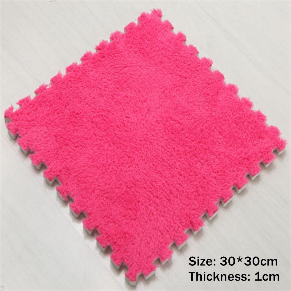 Easy To Clean Fluffy Floor Carpet Mat Square Soft Puzzle Foam Carpet Tiles Anti-Slip Playmat Thickened Plush Foam Living Room