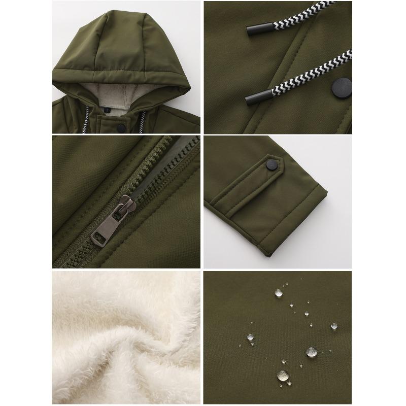 BITCED Women's Spring/Autumn Hooded Trench Coat with Fleece Lining and Water-Repellent Finish Long-Sleeved Zip-Up Cardigan