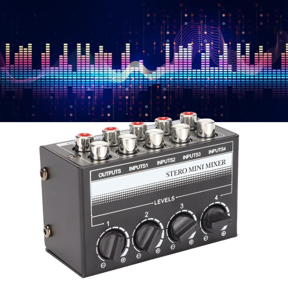 Separate Volume Knobs Stereo Mini Mixer Support 4 in 1 Out Stereo Splitte Recording Studio