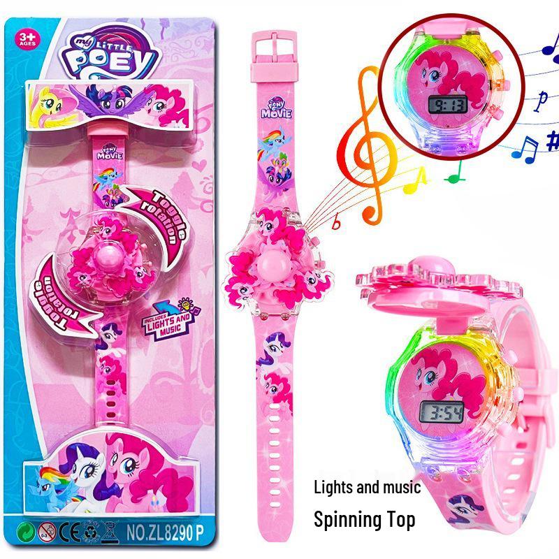 Deluxe Children's Cartoon Music Watch with Colorful Luminous Rotating Gyro - Electronic Toy Gift