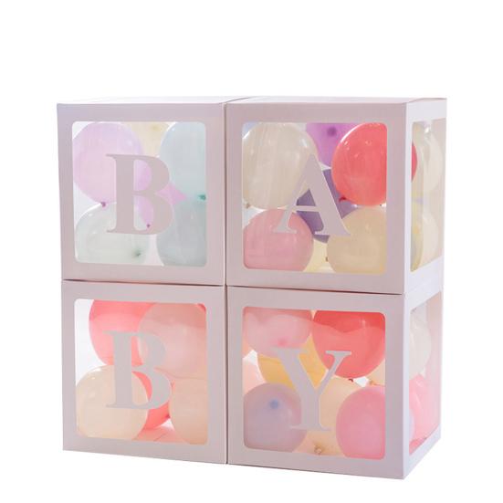 Balloon Box Exquisite Party Decor Baby Shower Supplies A-Z Letter Cardboard Cube Clear Box for Propose Marriage