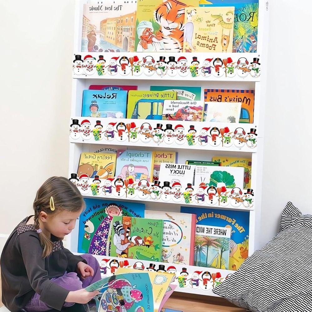 Self-Adhesive Border Decorative Sticker Christmas Tree Penguin Poster Border Stickers DIY Paper Black Board Decorative Stickers