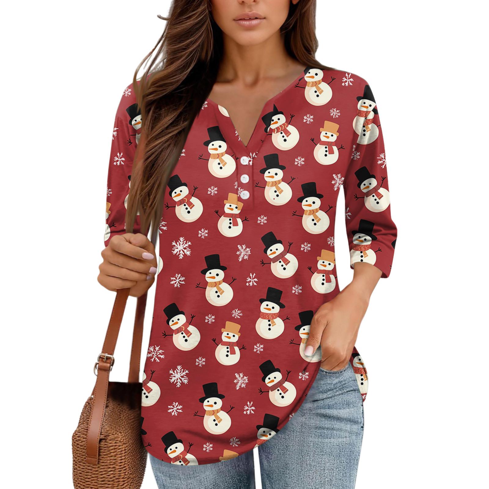 

Рубашки с рукавом 3/4 для женщин, футболки с принтом, блузки, повседневные базовые топы больших размеров, пуловеры XL