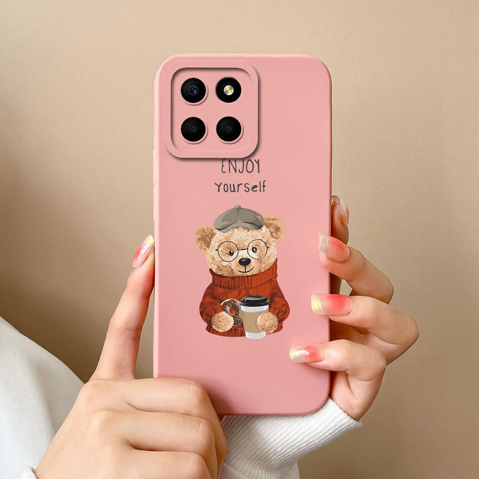 For Huawei Honor X6 X6S X6A Case Cartoon Liquid Silicone Full Coverage Anti Drop Phone Shell For HonorX6 X 6 X6 S A Bumper Funda