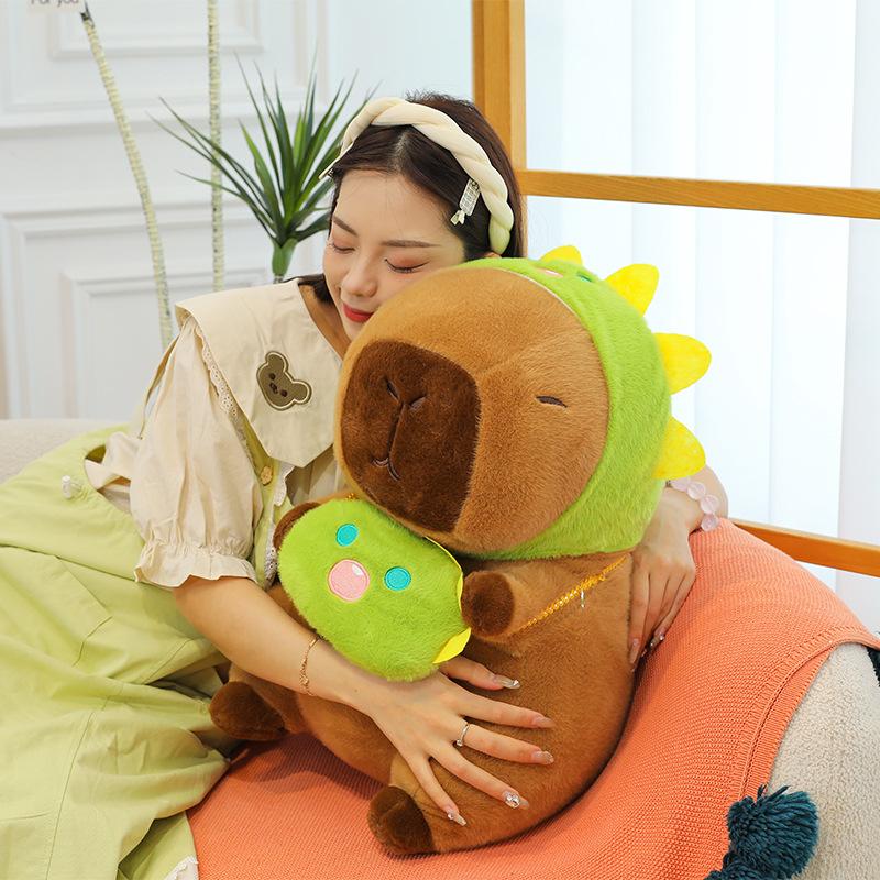 Frog dinosaur hat capybara doll white rabbit milk tea cup kapibara plush toy hug pillow
