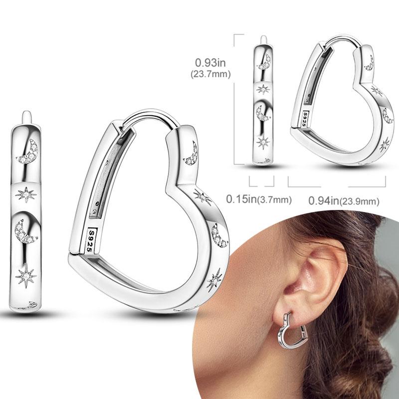 Women Earring 925 Silver Hoop Earrings Love Heart Butterfly Drop Earring Stud For Women Girls Party Jewelry Gifts