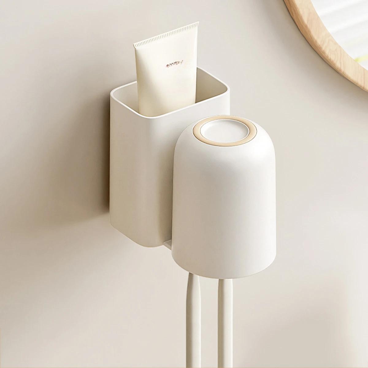 

Диспенсер для зубной пасты, пылезащитный держатель для зубных щеток, настенная подставка, выдавливатель зубной пасты, набор аксессуаров для ванной комнаты