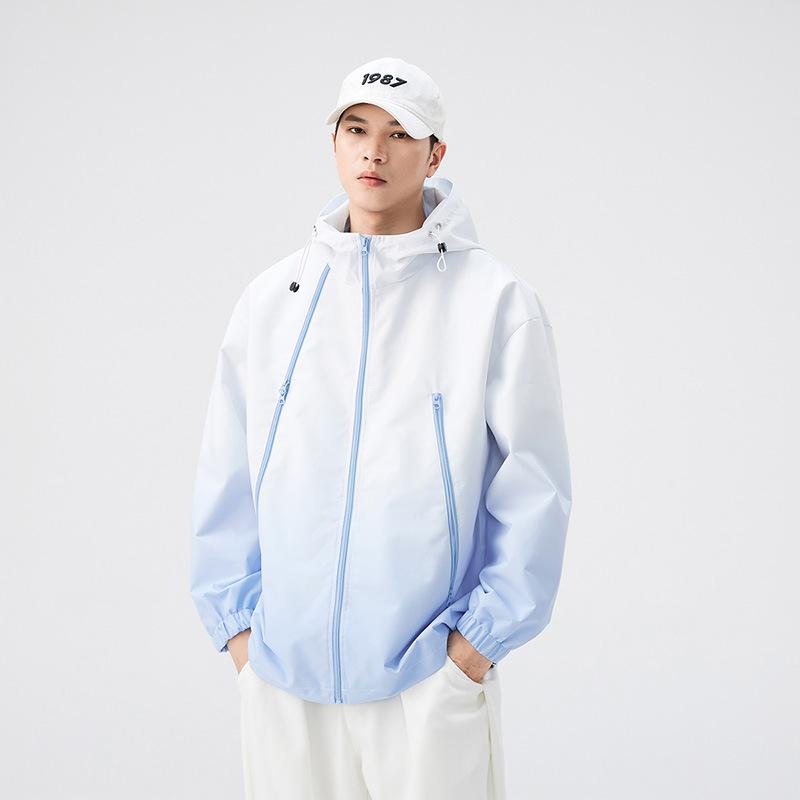 Gradually Change Color New Outdoor Spring and Autumn Gradual Change Jacket Men and Women Loose Tide Brand Windproof Hooded Couple Coat