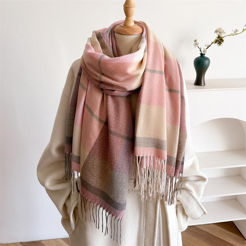 British Classic Australian Scarf - Vintage Striped Winter Warmth Windproof  Scarf for Men and Women,Tassel Edges, Soft Texture