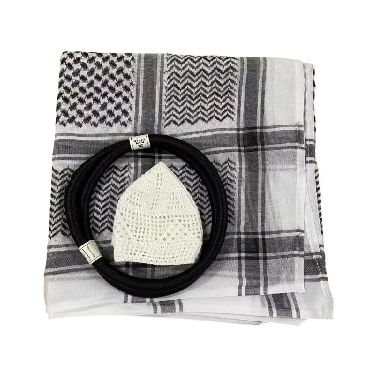 Shemagh Tradizionale Arabo Sciarpa per la Testa da Uomo Lavabile in Lavatrice Poliestere Traspirante Keffiyeh Fascia per la Testa Oggetti di Scena Tradizionali