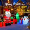 8.8FT LED Inflatable Xmas Yard Decor Set Santa Snowman Train Tree Xmas Decorations Holiday Supplies Home Ornaments Gifts Toy