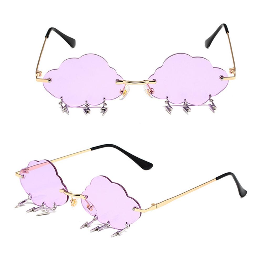 Stylish Cloud Lightning Sunglasses for Girls Boys Photo Props Travel Hip Hop Sunglasses Frameless Hip Hop Glasses