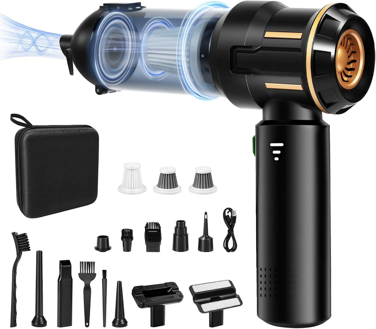 Handheld Portable Car Vacuum Cleaner High-Power Wireless Duster Mini Air Compressor Blower Dual-use for Car and Home