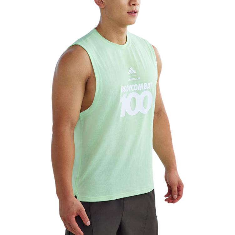 Adidas X Les Mills Collaboration Fw24 Round Neck Letter Number Comfortable Fashion Sleeveless Vest Unisex Tops Green JY3021
