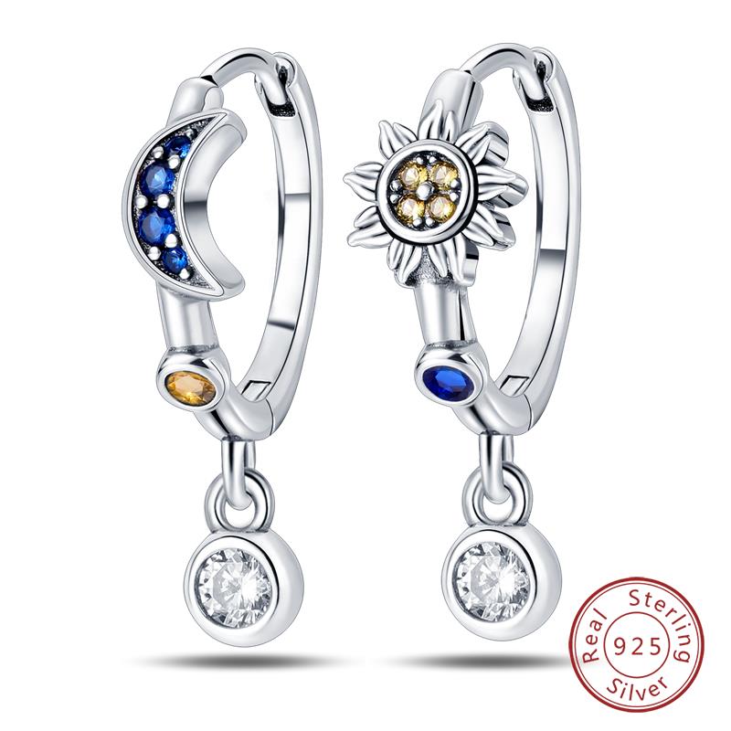 Hot 925 Sterling Silver Earrings Charm Simple Shining Lotus Zircon Wedding Women Jewelry Gift