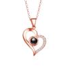 100 Languages Necklace Projection Crystal I Love You Peach Heart Pendant Rose Valentine's Day Gift