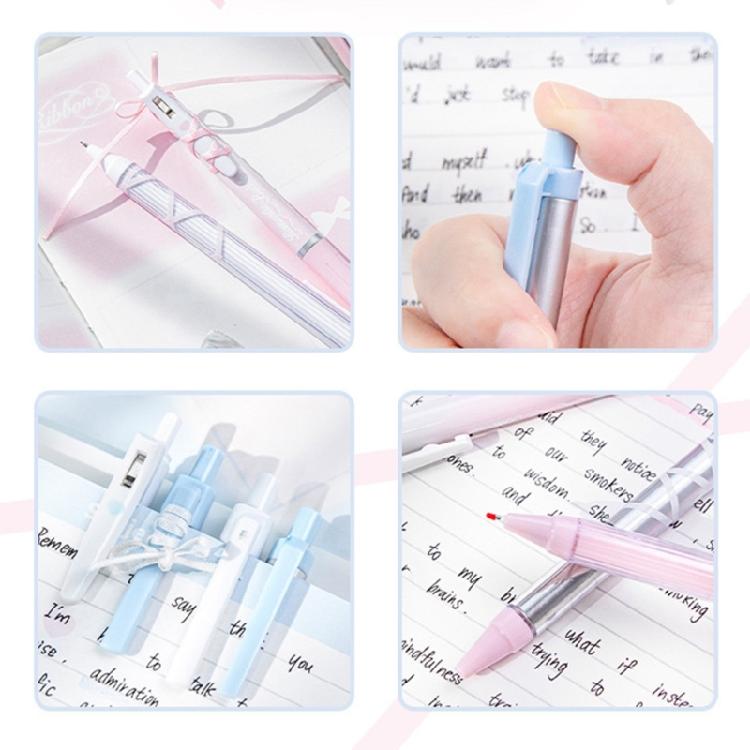 4 Pcs Pressing Pen 0.5mm Retractable Pen Black Ink Gel Pen Neutral Pen Writing Pen Ballet Strap Bows Gel Ink Pen