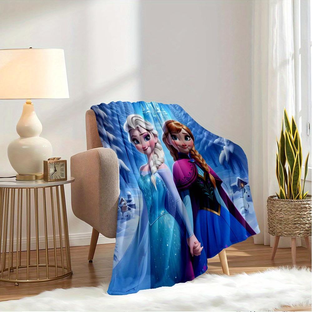 1pc Flannel Frozen Elsa & Anna Snowflake Print Throw Blanket for Bed Sofa Decoration Gift Winter Wonderland Theme Home