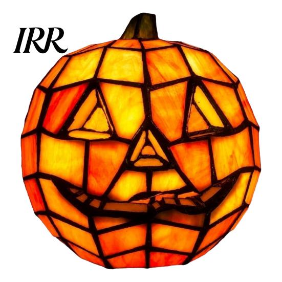 Pumpkin Night Light Stained Glass Lamp, Halloween Bedside Table Orange High-Quality Decor Accent for Indoor, Home, Holiday Party Durable Lantern