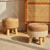 Pastoral Rattan Shoe Stool Small Round Stool Living Room Woven Sitting Pier